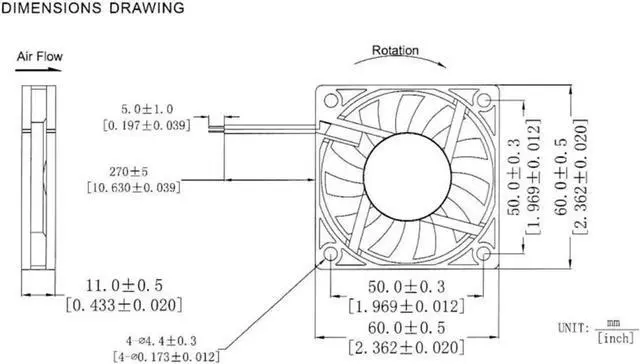 Alt view image 3 of 5 - 2PCS DC 5V 12V USB Fan 6cm 60mm 6010 60x60x10mm Ultrathin Brushless Axial Cooling Fan 6010 Fan 2510 3Pin USB Fan Grill Net