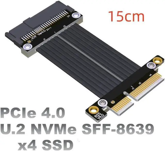 Alt view image 4 of 4 - Riser U.2 Interface U2 To PCI-E 4.0 X4 SFF-8639 NVMe Solid State Transfer Extension Data Gen4.0 Cable 4 PCIe 4x Gold