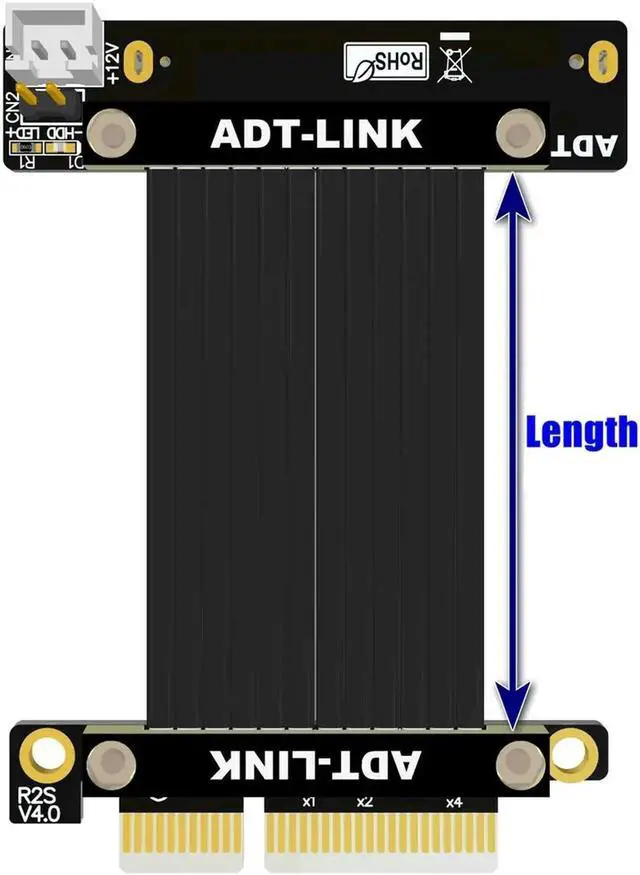 Alt view image 2 of 4 - Riser U.2 Interface U2 To PCI-E 4.0 X4 SFF-8639 NVMe Solid State Transfer Extension Data Gen4.0 Cable 4 PCIe 4x Gold