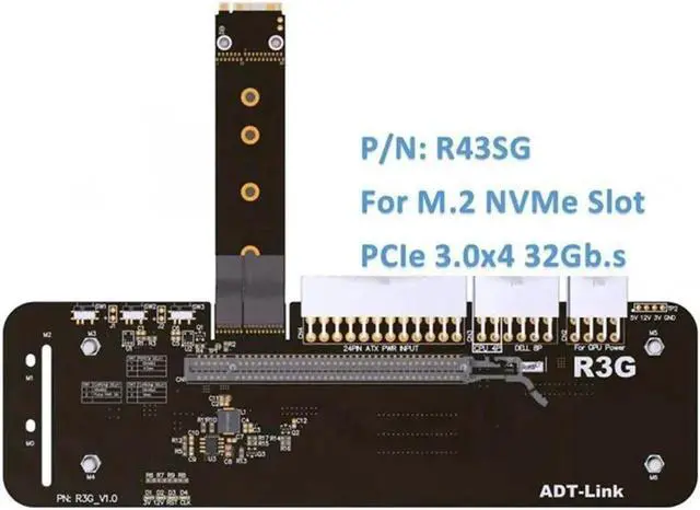 Alt view image 4 of 7 - M.2 NVMe to PCIe x16 connector PCIe x16 to M.2 NVMe eGPU Adapter R43SG 4.0 eGPU for NUC / ITX /Notebook PC