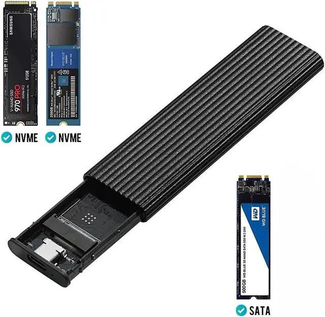 Alt view image 2 of 7 - Weastlinks M2 SSD Case Enclosure Dual Protocol M.2 SATA NVME to USB Adapter 10Gbps USB3.1 Gen2 USB C External Box Support 2230-2280 M.2 SSD White