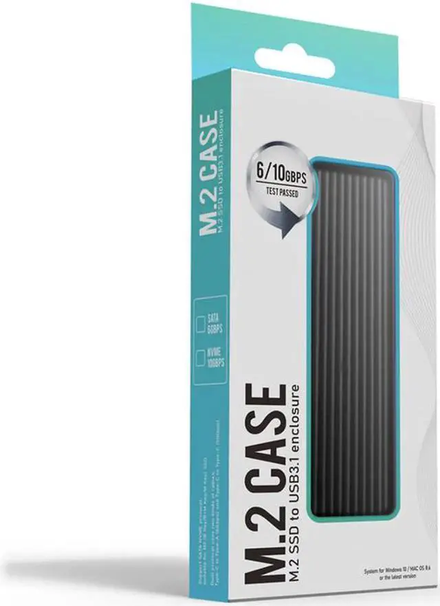 Alt view image 5 of 7 - Weastlinks M2 SSD Case Enclosure Dual Protocol M.2 SATA NVME to USB Adapter 10Gbps USB3.1 Gen2 USB C External Box Support 2230-2280 M.2 SSD White