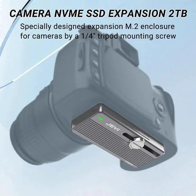 Alt view image 7 of 7 - M.2 NVMe SSD Enclosure with Camera Mounting Screw, USB 3.1 Gen2 10Gbps Transfer Camera Footage, Compatible with PC, phone N/A