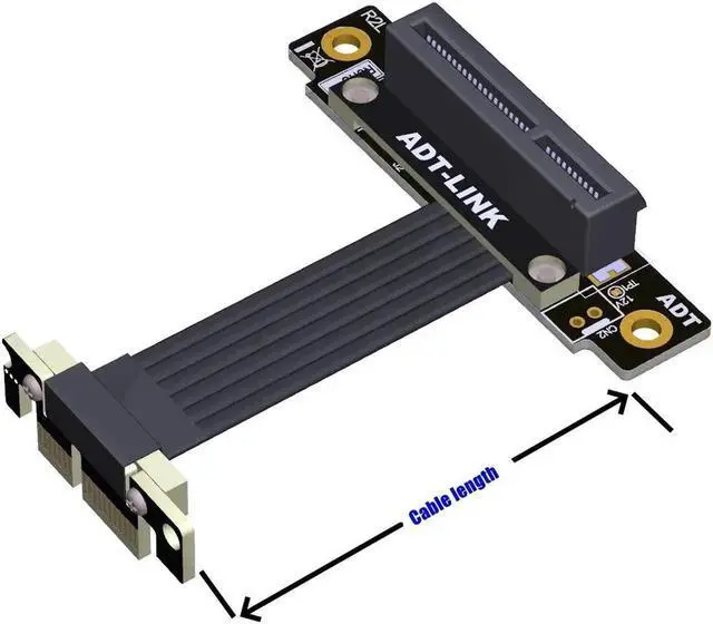 Alt view image 2 of 4 - Riser PCIe X1 To X4 PCI Express 4.0 X1 To X4 Double 90 Degrees For PCIe X4 NVMe SSD, LAN, USB Cards,extension Vertical Gold