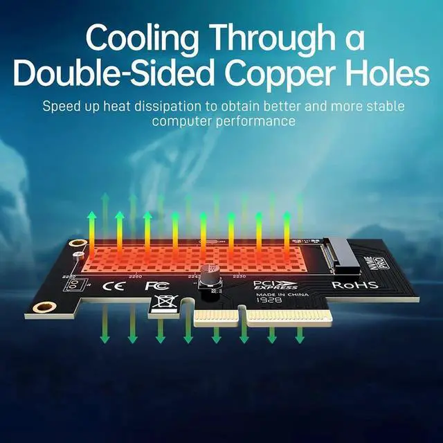 Alt view image 3 of 7 - M.2 NVME SSD to PCIe 4.0 Adapter Card, 64Gbps SSD PCIe 4.0 X4 Expansion Card for Desktop PC , PCI-E GEN4 Full Speed SK4