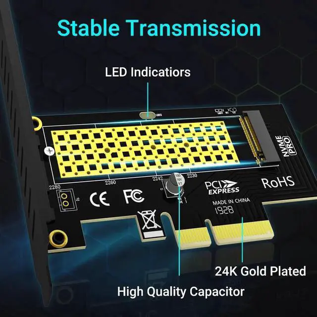 Alt view image 7 of 7 - M.2 NVME SSD to PCIe 4.0 Adapter Card, 64Gbps SSD PCIe 4.0 X4 Expansion Card for Desktop PC , PCI-E GEN4 Full Speed SK4