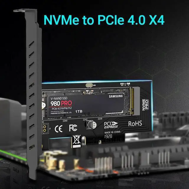 Main image of M.2 NVME SSD to PCIe 4.0 Adapter Card, 64Gbps SSD PCIe 4.0 X4 Expansion Card for Desktop PC , PCI-E GEN4 Full Speed SK4