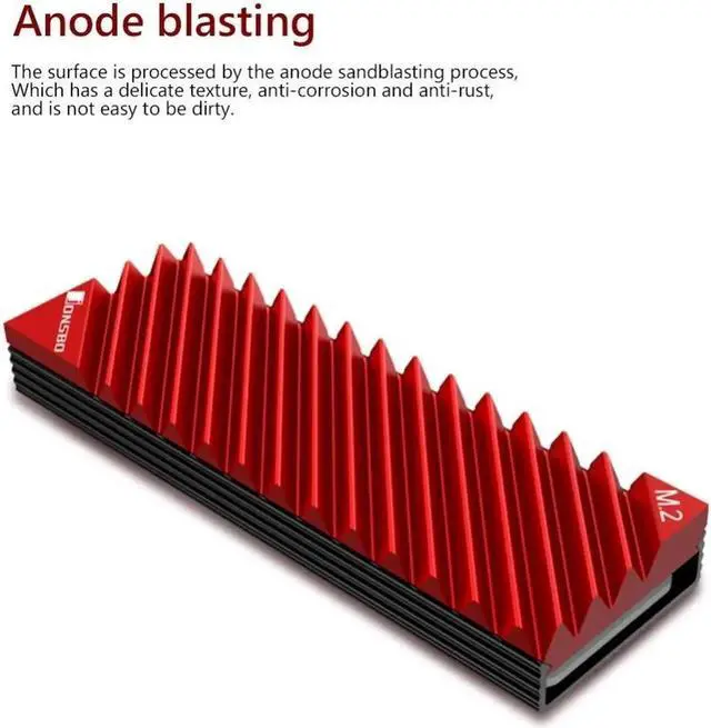 Alt view image 5 of 7 - M2-3 M.2 SSD HeatSink M.2 2280 NVMe Heat Disk Radiator Aluminum Heat Sink DissipationThermal Pad Black Red