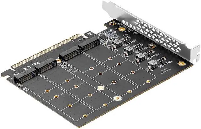 Alt view image 3 of 7 - PCIE 4.0 NVME Adapter PCI Express x16 to 4 Port M.2 M-Key NVME SSD Expansion Card Riser Full Speed