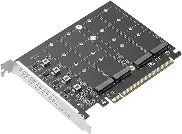 Alt view image 7 of 7 - PCIE 4.0 NVME Adapter PCI Express x16 to 4 Port M.2 M-Key NVME SSD Expansion Card Riser Full Speed