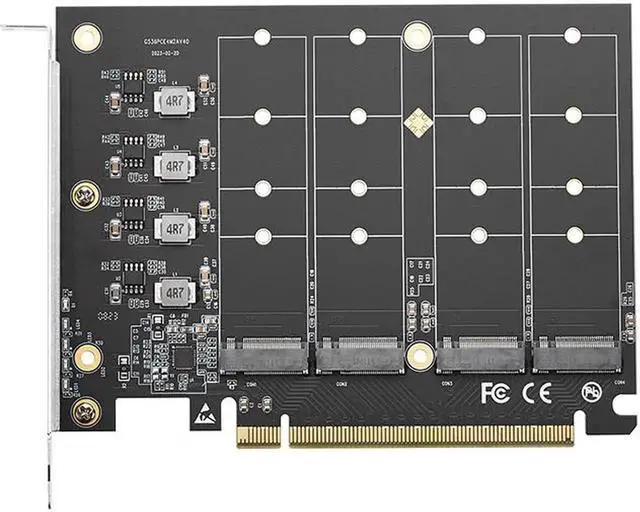 Alt view image 2 of 7 - PCIE 4.0 NVME Adapter PCI Express x16 to 4 Port M.2 M-Key NVME SSD Expansion Card Riser Full Speed