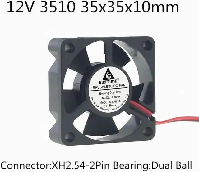 Main image of DC 5V 12V 24V Fan 3.5cm 35mm 3510 35x35x10mm Ultrathin Brushless Axial Cooling Fan 3510 Fan XH2.54 Dual Ball
