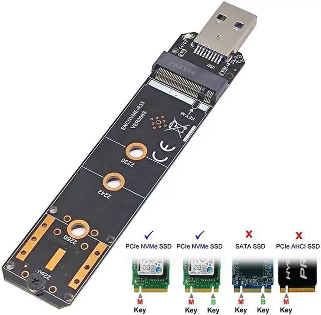 Main image of USB Adapter M.2 NVMe to USB 3.1 SSD Adapter 10Gbps USB3.1 Gen 2 RTL9210 Chips For M Key M2 NVMe 2230 2242 2260 2280 M.2 SSD