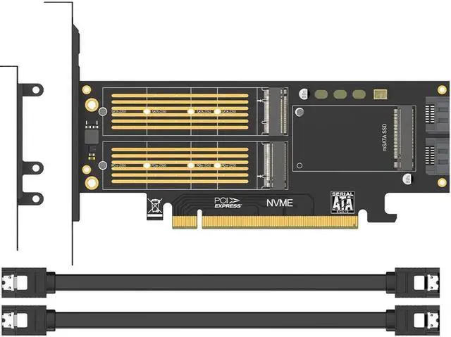 Alt view image 5 of 7 - NGFF and mSATA SSD PCIe 4.0/3.0 Adapter Card, 3 in 1 M.2 NVME to PCIE/M.2 SATA SSD to SATA III/mSATA to SATA Converter