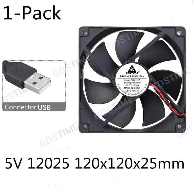 Main image of DC 12V Cooling Fan 12cm 120mm 12025 120x120x25mm Big Quiet Brushless Axial Computer Case Cpu Cooler Fan 12025 USB Fan Grill Net
