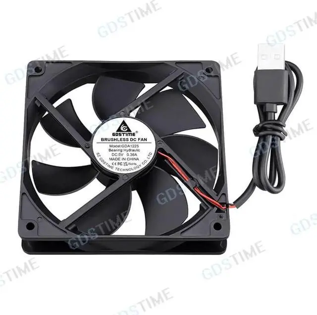 Alt view image 5 of 5 - DC 12V Cooling Fan 12cm 120mm 12025 120x120x25mm Big Quiet Brushless Axial Computer Case Cpu Cooler Fan 12025 USB Fan Grill Net
