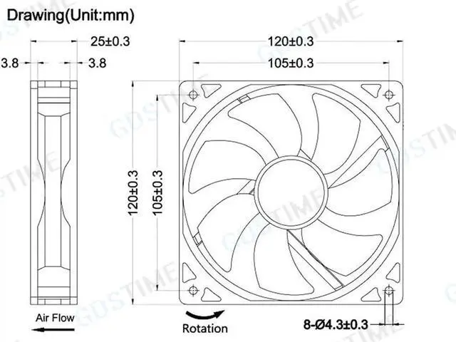 Alt view image 3 of 5 - DC 12V Cooling Fan 12cm 120mm 12025 120x120x25mm Big Quiet Brushless Axial Computer Case Cpu Cooler Fan 12025 USB Fan Grill Net