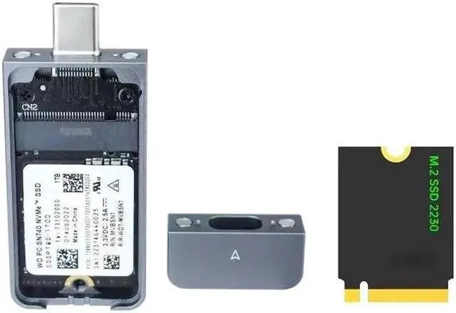 Alt view image 4 of 7 - M.2 NVMe 2230 SSD Enclosure Case USB A USB C Adapter 10Gbps USB3.2 Gen2 Portable Box for M2 2230 NVMe