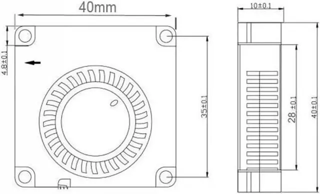 Alt view image 4 of 5 - 2Pcs 4010 DC Blower Fan 5V 12V 24V 40x40x10mm Miniature Ultra-Thin Blower 3D Printer Fan 40MM Cooler Cooling Fan Blower Fan