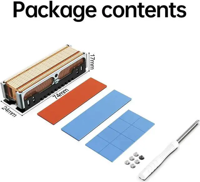 Alt view image 3 of 6 - M.2 2280 SSD High Performance Heatsink, Copper Fins with Aluminum Frame Passive Heat Sinks