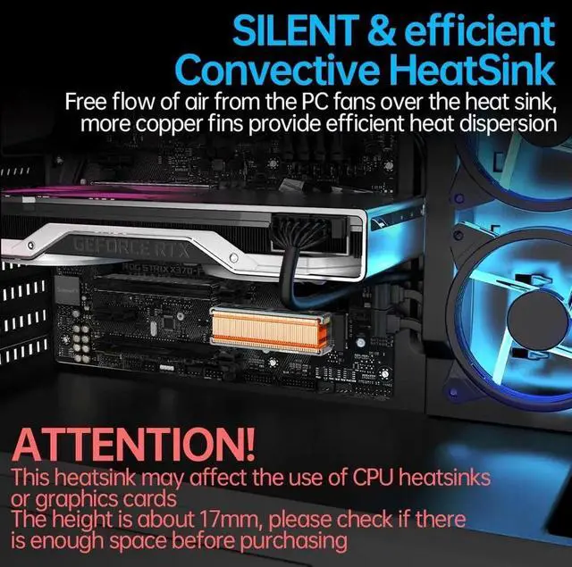 Alt view image 4 of 6 - M.2 2280 SSD High Performance Heatsink, Copper Fins with Aluminum Frame Passive Heat Sinks