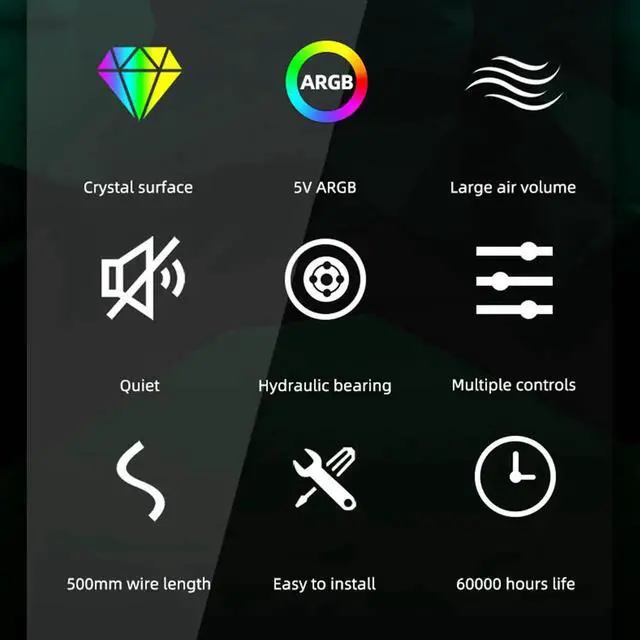 Alt view image 3 of 7 - 120mm PC Computer Case Fan RGB Cooler Heatsink 12cm Aura Sync Silent Cooling Fan 6PIN Rainbow Music ARGB Controller