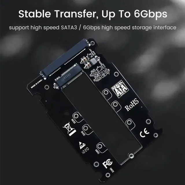 Alt view image 3 of 7 - M.2 NGFF to 2.5" SATA 3.0 Adapter, M.2 SATA SSD to SATA III 6Gbps Expansion Card Support 2230 2242 2260 2280 Hard Drive