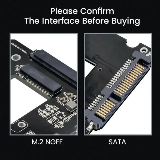 Alt view image 4 of 7 - M.2 NGFF to 2.5" SATA 3.0 Adapter, M.2 SATA SSD to SATA III 6Gbps Expansion Card Support 2230 2242 2260 2280 Hard Drive