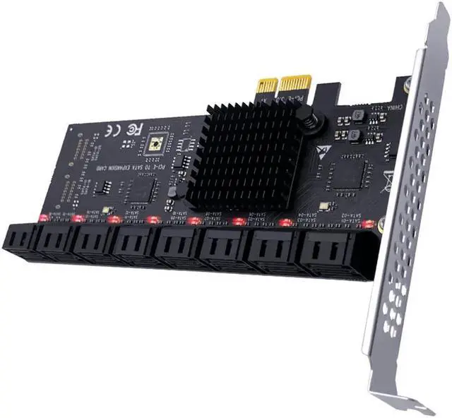 Main image of PCIE SATA Adapter Mining 20/16/12/10/8/6/4 Ports SATA 6Gb to PCI Express Controller Expansion Card PCIe to SATA III Converter for PC 16 Port.