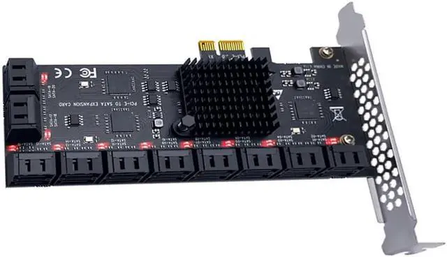 Alt view image 2 of 7 - PCIE SATA Adapter Mining 20/16/12/10/8/6/4 Ports SATA 6Gb to PCI Express Controller Expansion Card PCIe to SATA III Converter for PC Gold