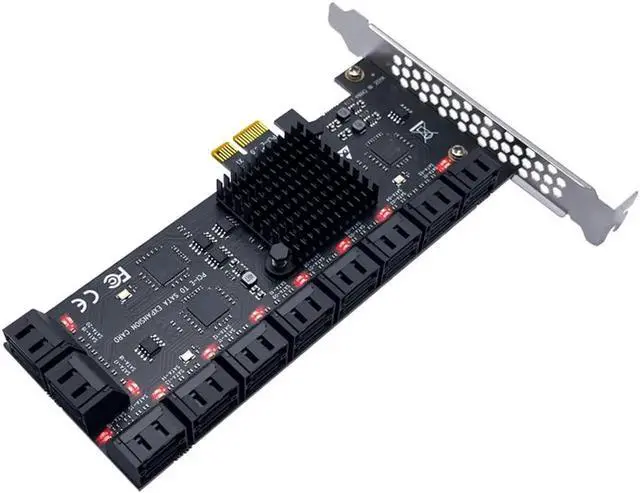 Alt view image 3 of 7 - PCIE SATA Adapter Mining 20/16/12/10/8/6/4 Ports SATA 6Gb to PCI Express Controller Expansion Card PCIe to SATA III Converter for PC Gold