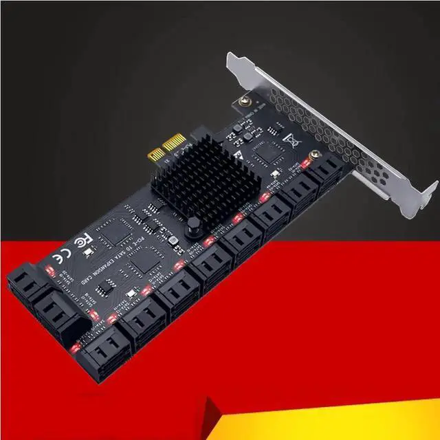 Alt view image 5 of 7 - PCIE SATA Adapter Mining 20/16/12/10/8/6/4 Ports SATA 6Gb to PCI Express Controller Expansion Card PCIe to SATA III Converter for PC Gold