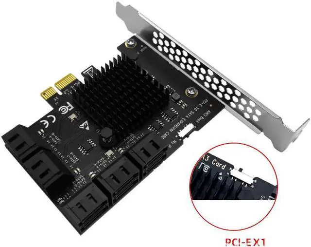 Main image of PCIE SATA Adapter Mining 20/16/12/10/8/6/4 Ports SATA 6Gb to PCI Express Controller Expansion Card PCIe to SATA III Converter for PC 10 Port.