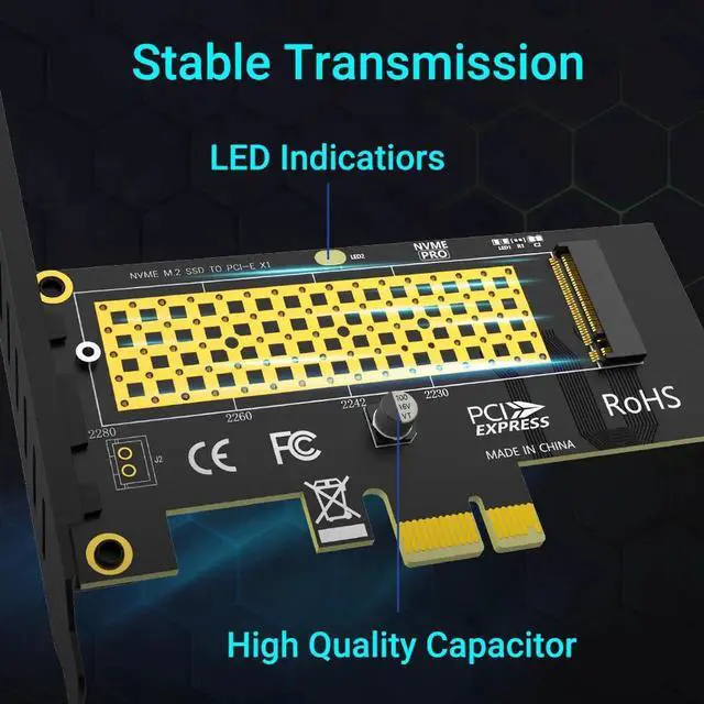 Alt view image 3 of 7 - M.2 NVME SSD to PCIe 4.0 x1 x4 Adapter Card, 2280 SSD PCIE X1 X 4 Expansion Card for Desktop PC, PCI-E GEN4 16Gbps Full Speed SK1 SK4 N/A