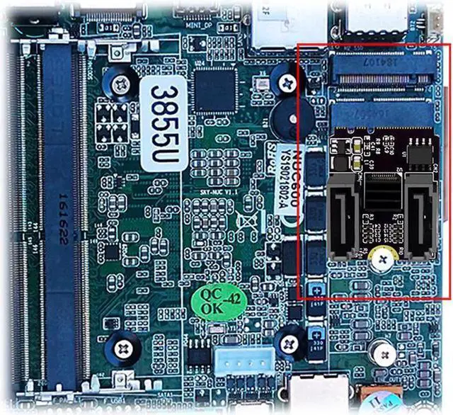 Alt view image 4 of 7 - M.2 to SATA Adapter WiFi M.2 Key A+E to 2 Port SATA3.0 Expansion Card Riser SATA3 6Gb M2 2230 PCIE3.0 Bandwidth for SATA SSD HDD