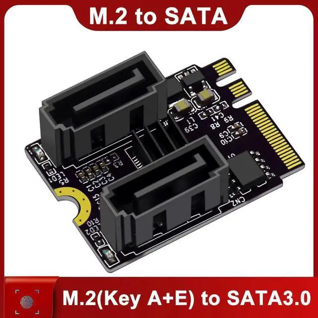 Main image of M.2 to SATA Adapter WiFi M.2 Key A+E to 2 Port SATA3.0 Expansion Card Riser SATA3 6Gb M2 2230 PCIE3.0 Bandwidth for SATA SSD HDD
