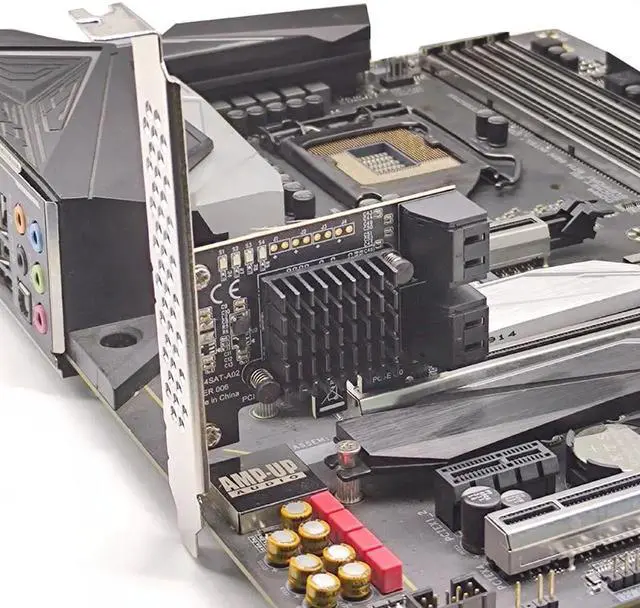 Alt view image 2 of 6 - Chi a Mining SATA PCI-E Adapter 4 Port SATA 3.0 to PCIe x1 GEN3 Expansion Card SATA 3 III PCI-e PCI Express Card ASMedia ASM1064