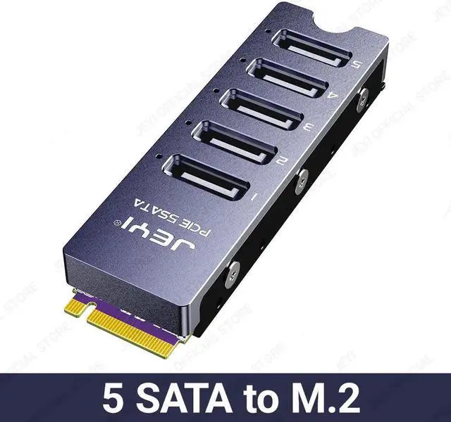 Main image of NVMe M.2 to 5 Sata Adapter, Internal 5 Port Non-RAID SATA III 6GB/s NVMe Adapter Card for Desktop PC Support SSD and HDD