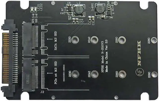 Alt view image 4 of 6 - NVME Adapter Riser M.2 SSD to U.2 Adapter 2in1 M.2 NVMe + M.2 SATA NGFF SSD to PCI-e U.2 SFF-8639 Adapter PCIe M2 Converter Card