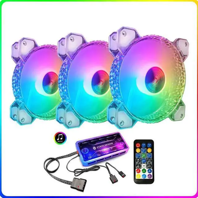 Alt view image 2 of 7 - RGB Case Fan Kit 120mm Fan ARGB RGB Cooling Ventilador 6PIN Rainbow Computer Chassis Fans 12V Silent Adjust 12cm Aura Sync