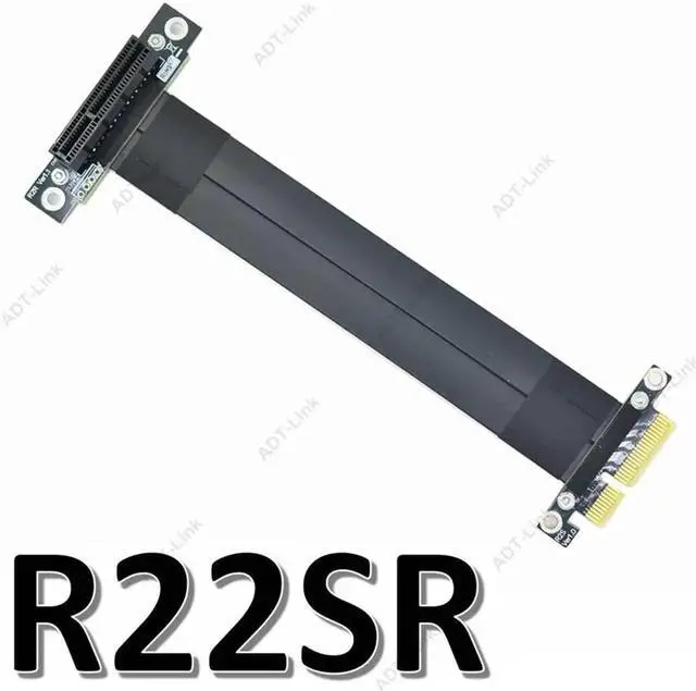 Alt view image 4 of 7 - PCIe 4x to PCIe 4x Riser cable PCI-E GEN3.0 4x PCI-Express X4 Extender Right Angle cables Grey