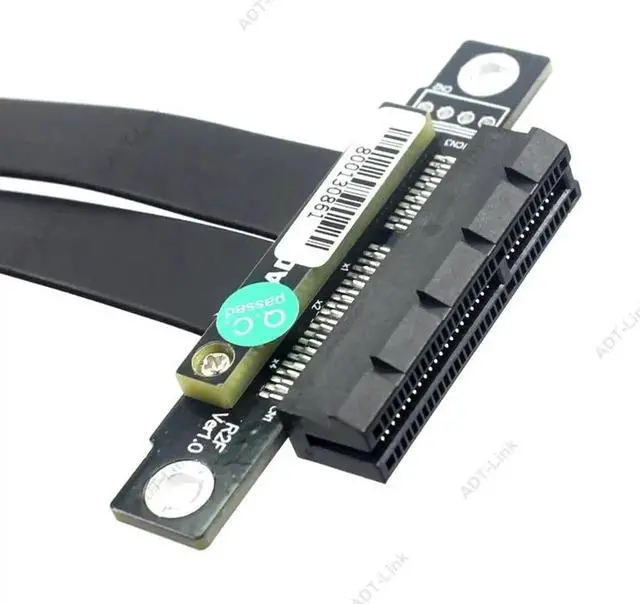 Alt view image 7 of 7 - PCIe 4x to PCIe 4x Riser cable PCI-E GEN3.0 4x PCI-Express X4 Extender Right Angle cables Gold