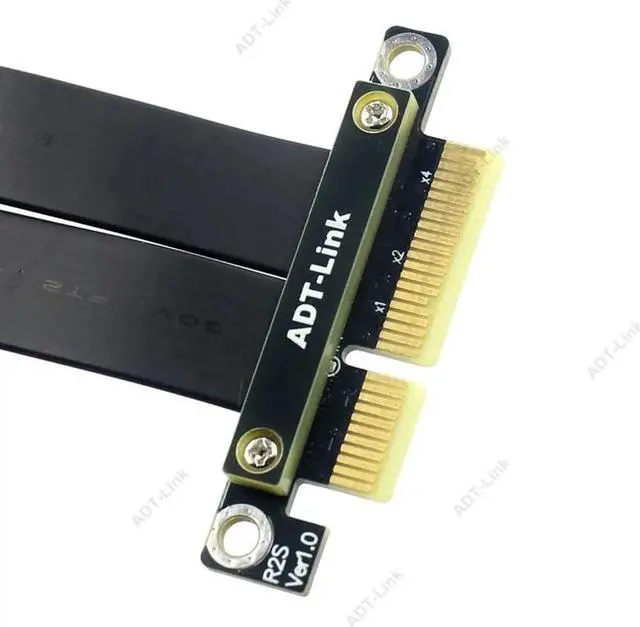 Alt view image 3 of 7 - PCIe 4x to PCIe 4x Riser cable PCI-E GEN3.0 4x PCI-Express X4 Extender Right Angle cables Gold