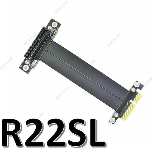 Alt view image 2 of 7 - PCIe 4x to PCIe 4x Riser cable PCI-E GEN3.0 4x PCI-Express X4 Extender Right Angle cables Gold