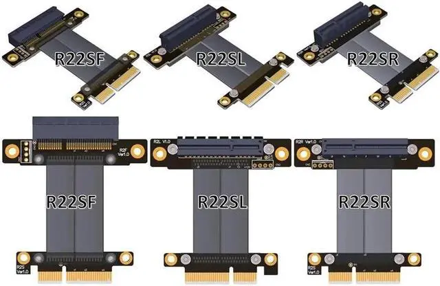 Alt view image 5 of 7 - PCIe 4x to PCIe 4x Riser cable PCI-E GEN3.0 4x PCI-Express X4 Extender Right Angle cables Gold