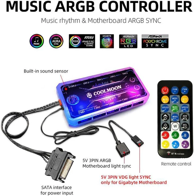 Main image of RGB Case Fan Kit 120mm Fan ARGB RGB Cooling Ventilador 6PIN Rainbow Computer Chassis Fans 12V Silent Adjust 12cm Aura Sync