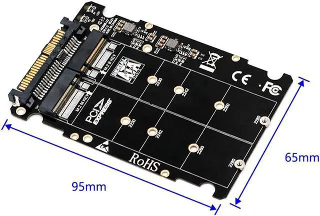 Alt view image 6 of 6 - M.2 SSD to U.2 Adapter 2in1 M.2 NVMe and SATA-Bus NGFF SSD to PCI-e U.2 SFF-8639 Adapter PCIe M2 Converter for Desktop Computers