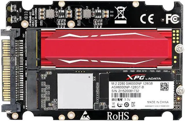 Alt view image 4 of 6 - M.2 SSD to U.2 Adapter 2in1 M.2 NVMe and SATA-Bus NGFF SSD to PCI-e U.2 SFF-8639 Adapter PCIe M2 Converter for Desktop Computers