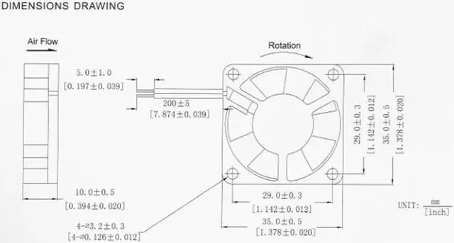 Alt view image 4 of 5 - 2PCS DC 5V 12V Fan 3.5cm 35mm 3510 30x30x10mm Ultrathin Brushless Axial Cooling Fan 3510 Fan