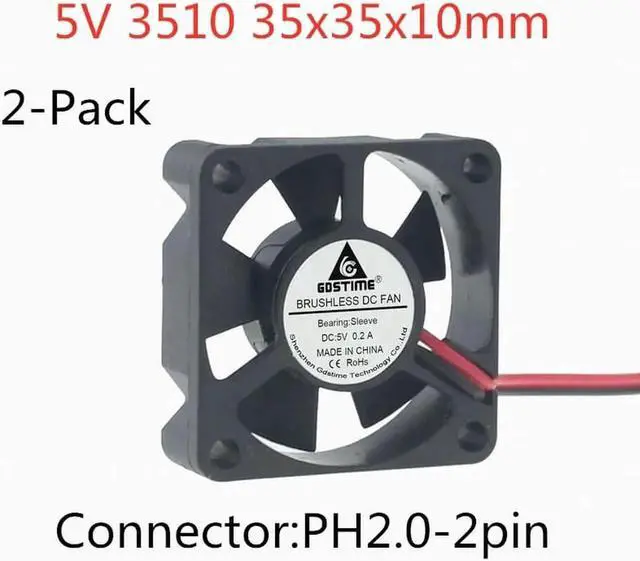 Main image of 2PCS DC 5V 12V Fan 3.5cm 35mm 3510 30x30x10mm Ultrathin Brushless Axial Cooling Fan 3510 Fan
